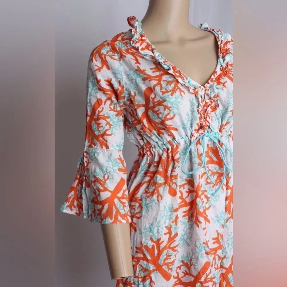 MudPie Coral Print Swim Beach Cover Up